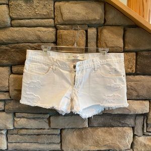 Abercrombie distressed white shorts